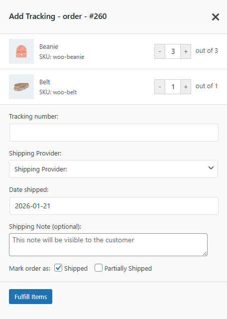 Add Tracking to Orders - zorem Docs