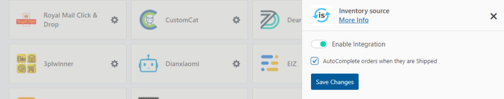 Inventory Source Integration Screenshot