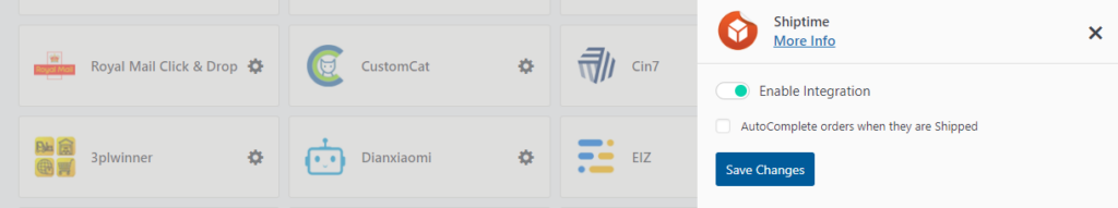 Shiptime Integration Screenshot