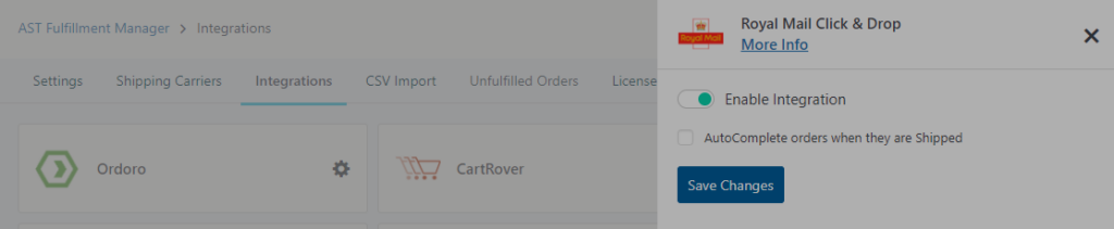 Royal Mail Click & Drop Integration Screenshot