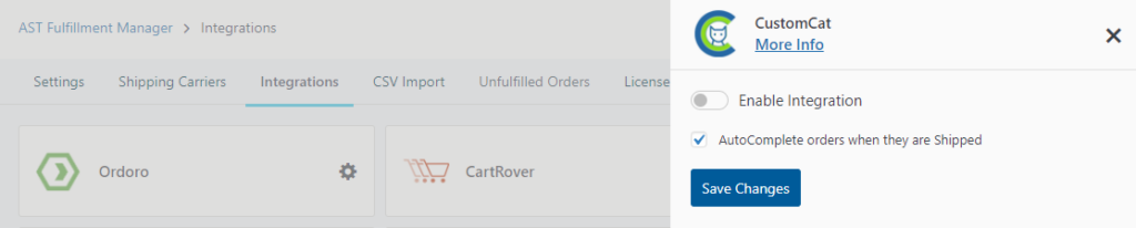 CustomCat Integration Screenshot