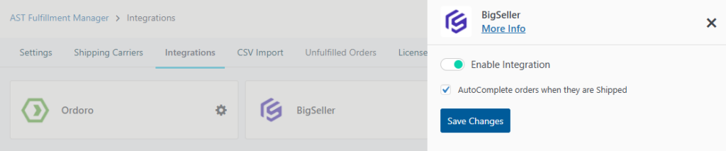 BigSeller Integration Screenshot