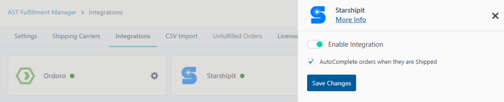 Starshipit Integration Screenshot