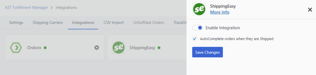 ShippingEasy Integration Screenshot