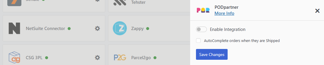PODpartner Integration Screenshot
