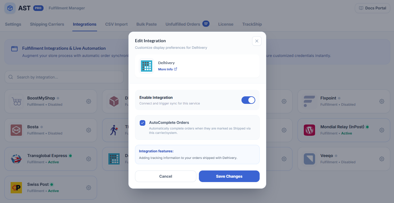 Delhivery Integration Screenshot