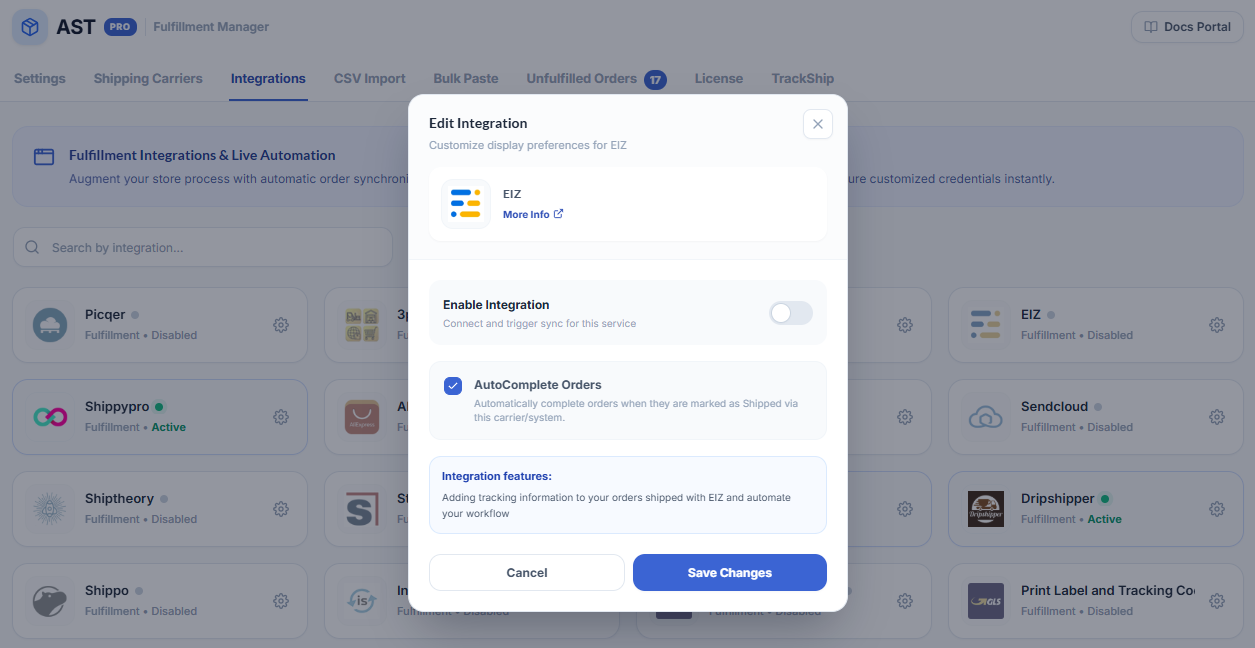 Eiz Integration Screenshot