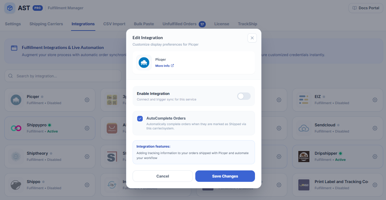 Picqer Integration Screenshot