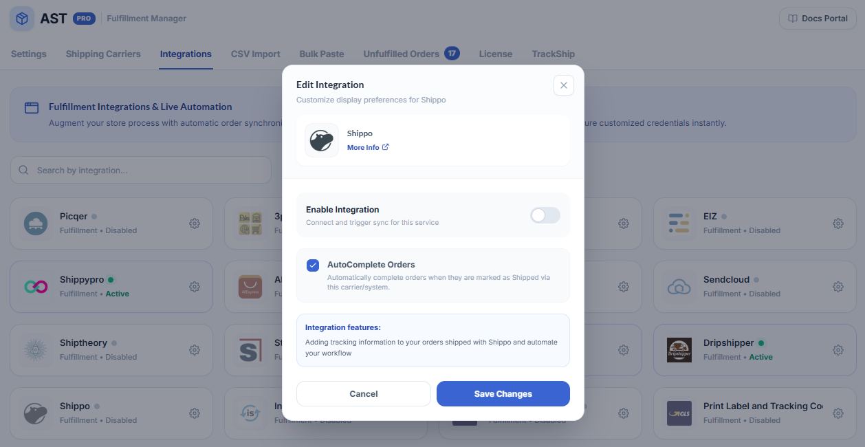 Shippo Integration Screenshot