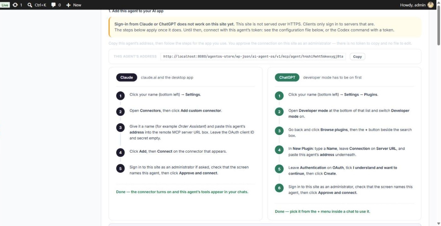Step-by-step connect instructions for Claude and ChatGPT on the agent's Connection section